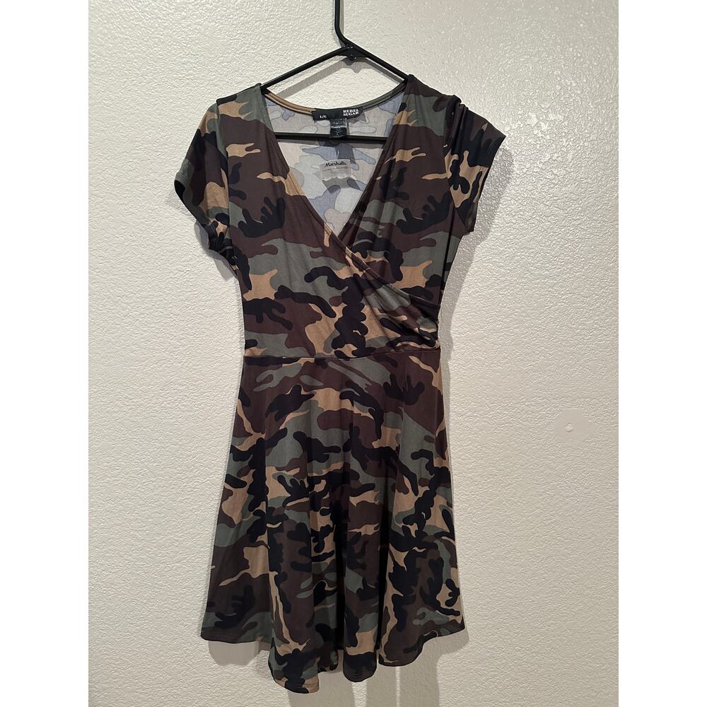 NWT Rebel Sugar V-neck Camouflage Skaters Skirt Dress L